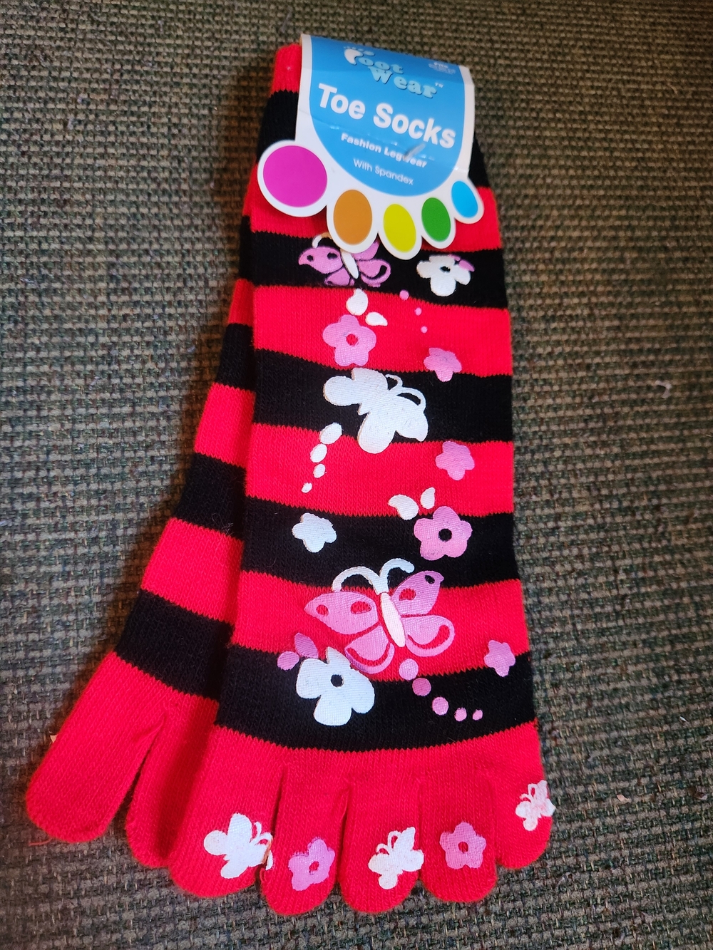 Foot Wear Toe Socks Kids Butterfly Stripe
